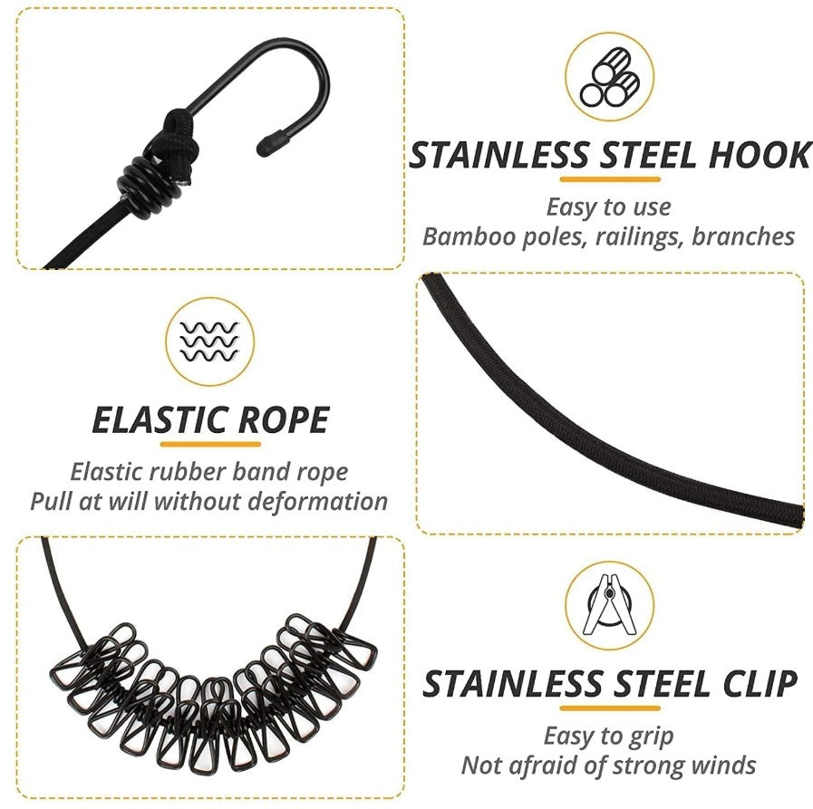 Cloth Drying Rope with Hooks (Buy 1 Get 1 Free) - Kapde Sukhane ki Rassi Wire